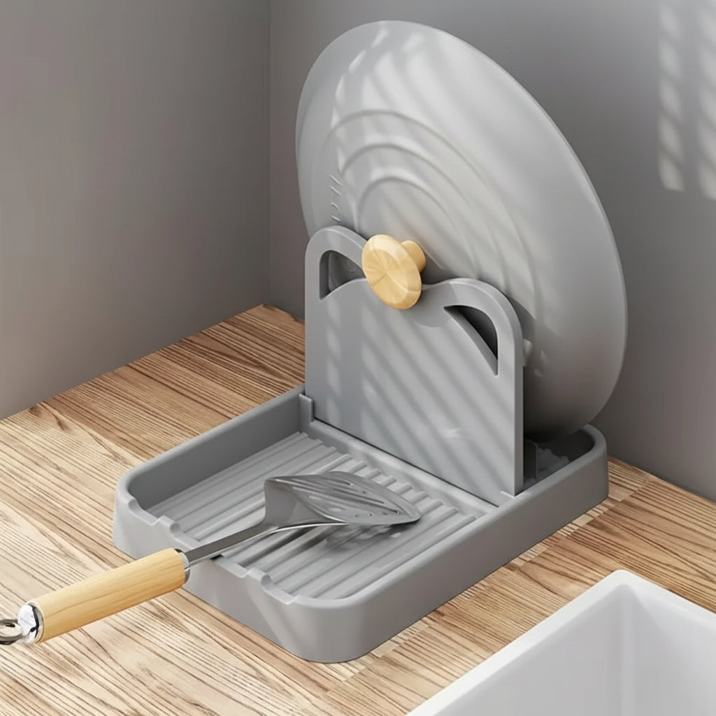 Silicone Spoon & Pot Lid Holder – Countertop Organizer