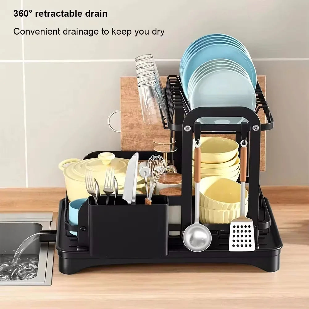 2-Tier Dish Drying Rack with 360° Drainage – Maison & Gabrielle