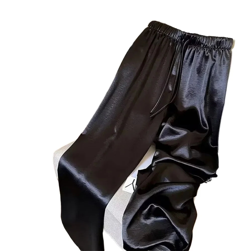 High-Waist Satin Wide-Leg Pants – Maison & Gabrielle