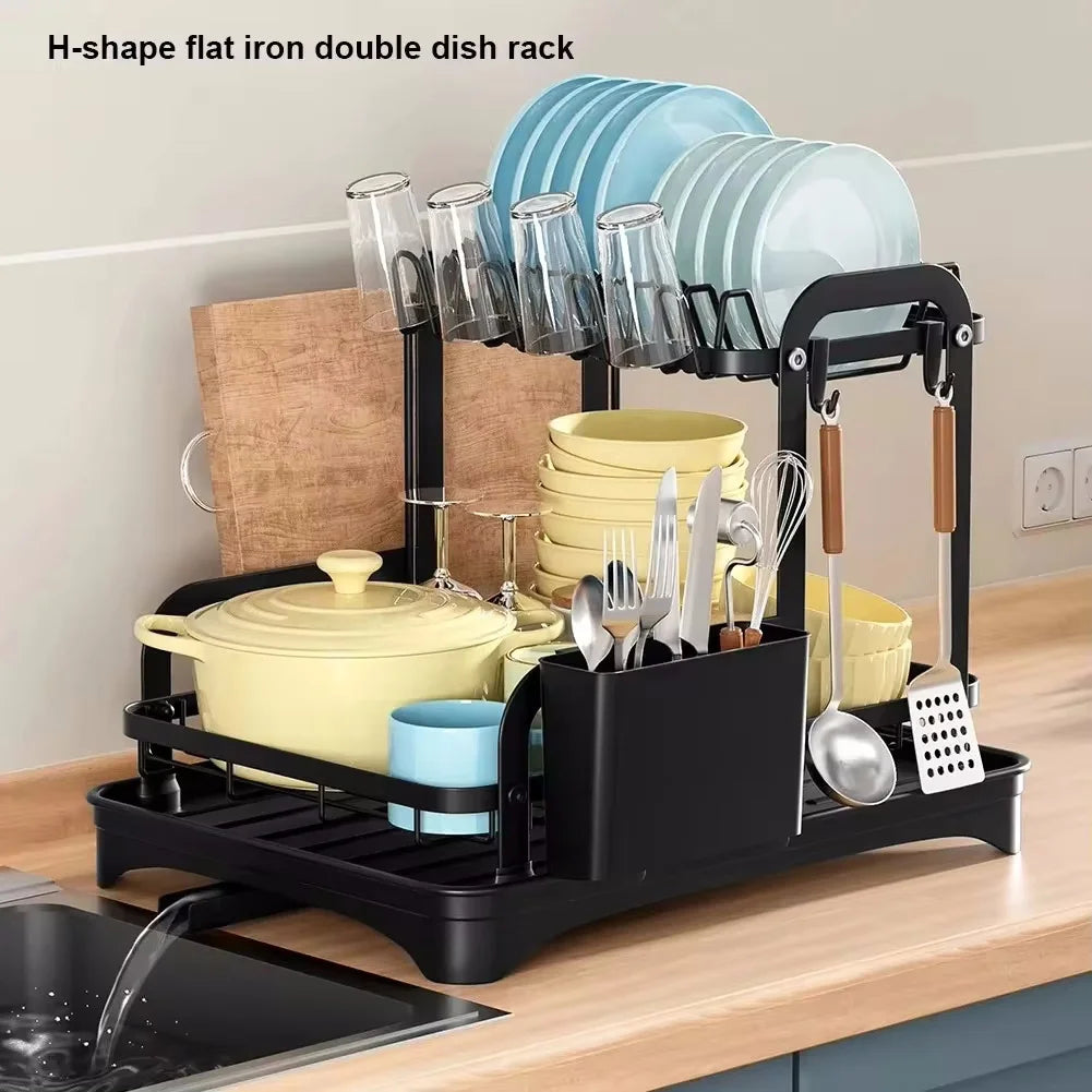 2-Tier Dish Drying Rack with 360° Drainage – Maison & Gabrielle