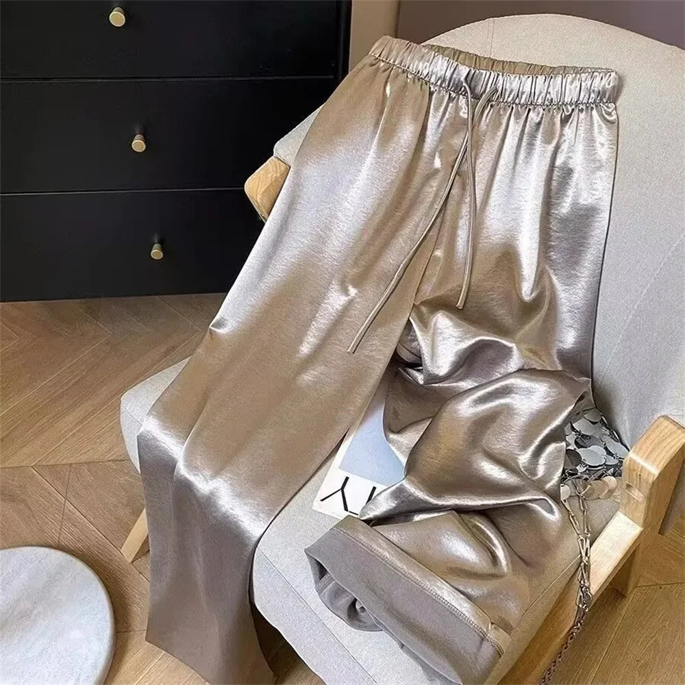 High-Waist Satin Wide-Leg Pants – Maison & Gabrielle