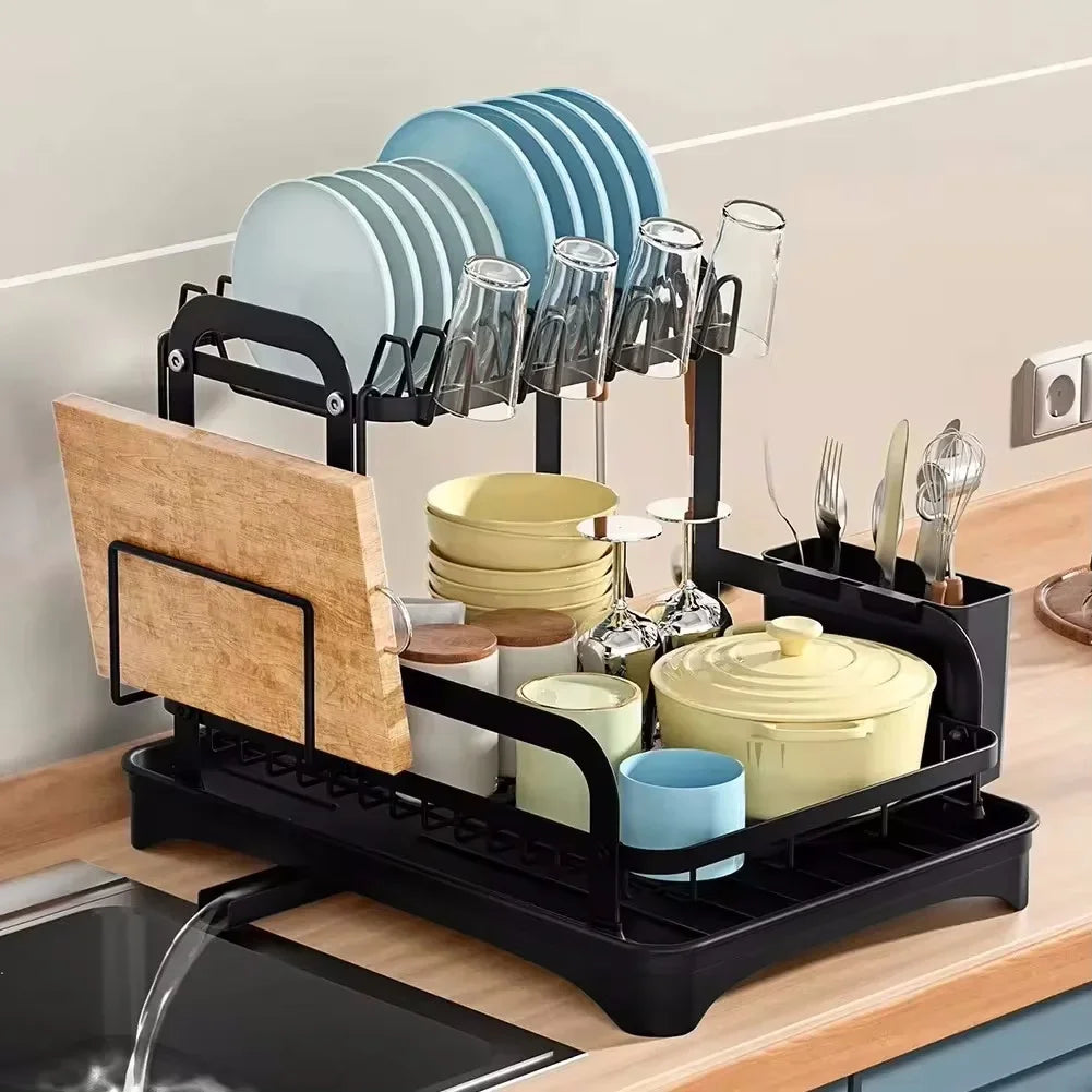 2-Tier Dish Drying Rack with 360° Drainage – Maison & Gabrielle