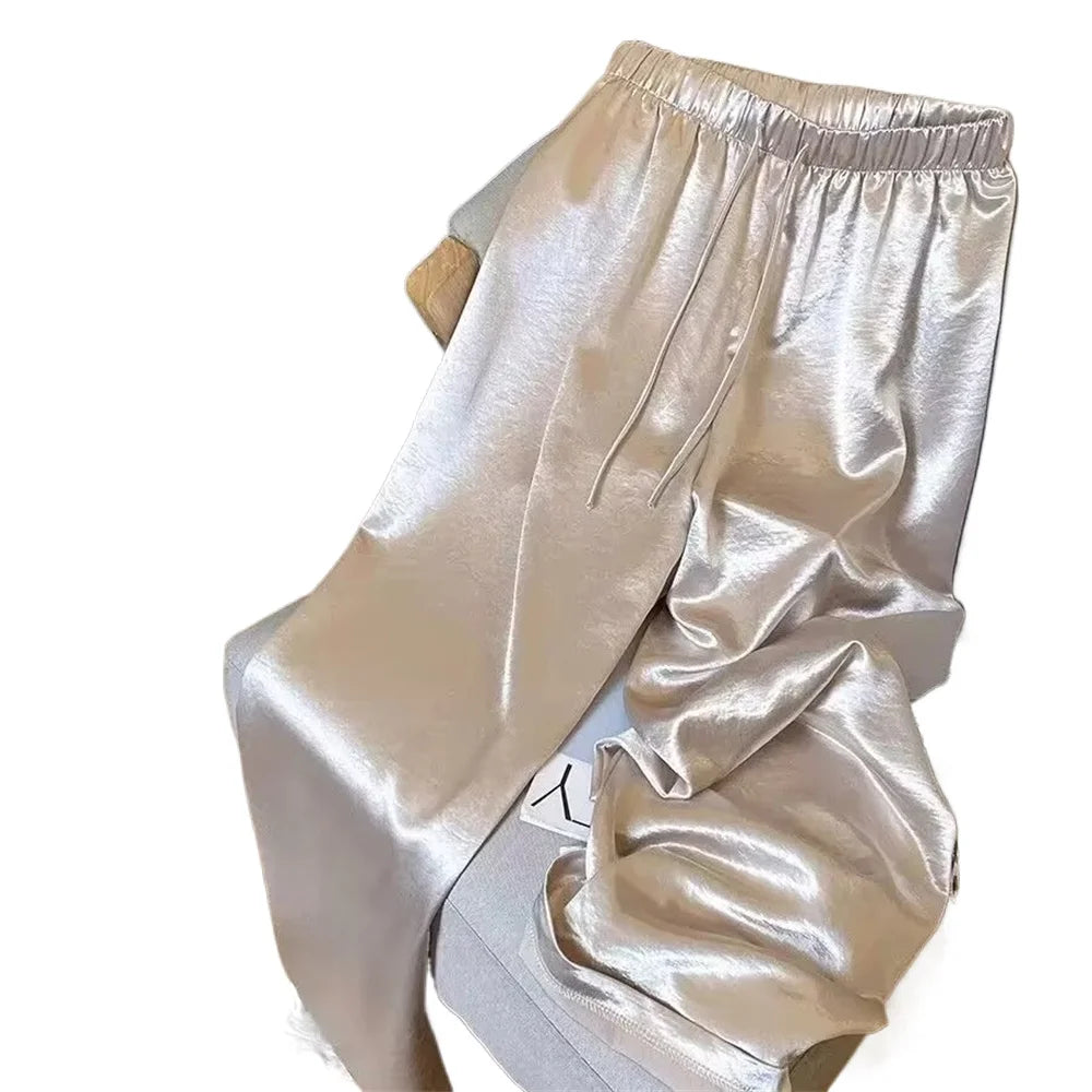High-Waist Satin Wide-Leg Pants – Maison & Gabrielle