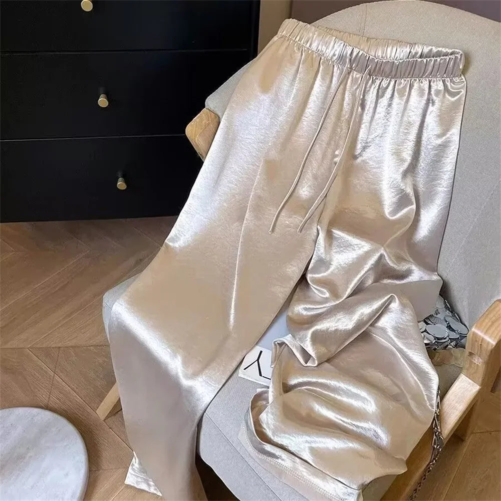 High-Waist Satin Wide-Leg Pants – Maison & Gabrielle