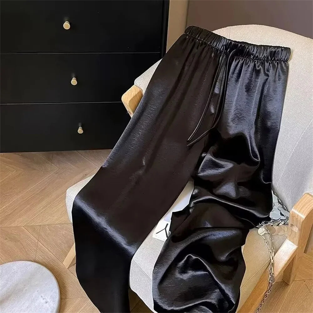 High-Waist Satin Wide-Leg Pants – Maison & Gabrielle