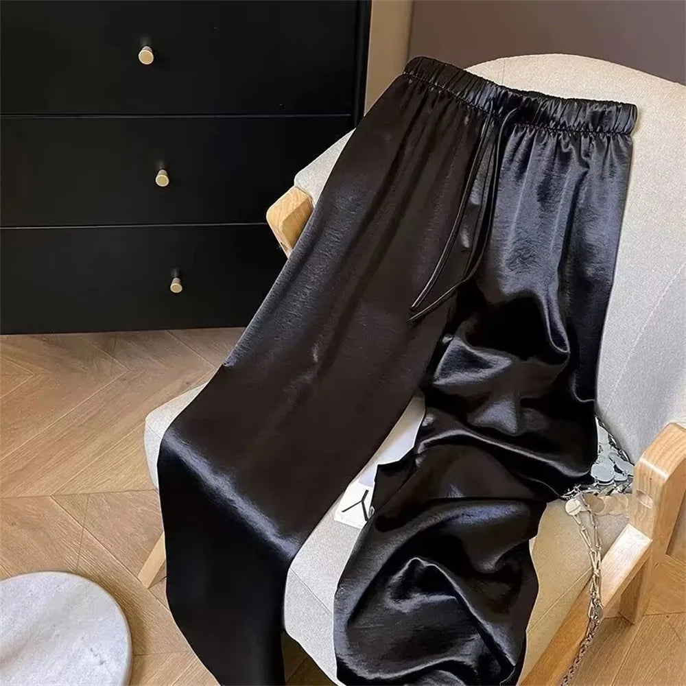 High-Waist Satin Wide-Leg Pants – Maison & Gabrielle