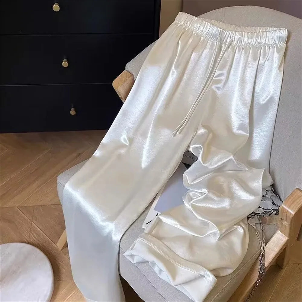 High-Waist Satin Wide-Leg Pants – Maison & Gabrielle