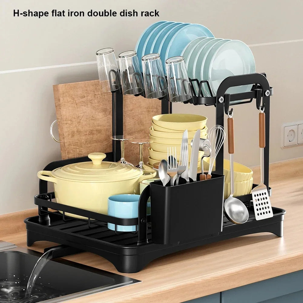 2-Tier Dish Drying Rack with 360° Drainage – Maison & Gabrielle