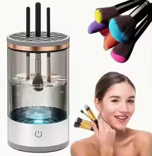 Automatic brush cleaner with makeup brushes